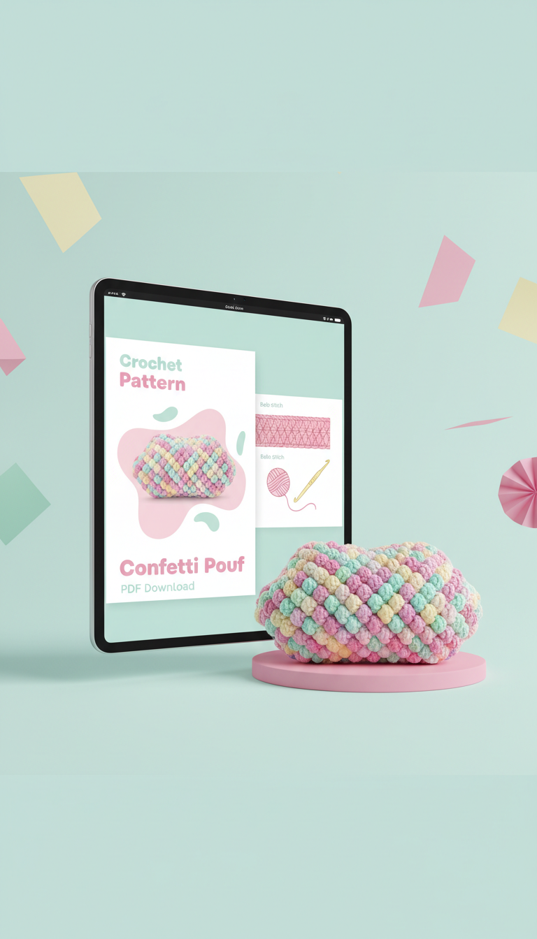 Konfetti-Pouf Häkelanleitung PDF